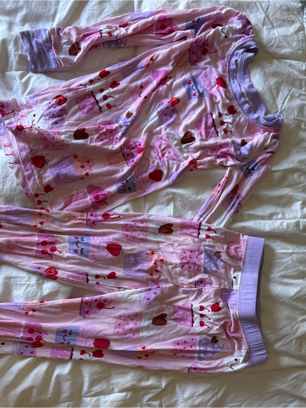 Toddler Girl Pink Cupcake & Heart Pajama Set - Little Sleepies 3T